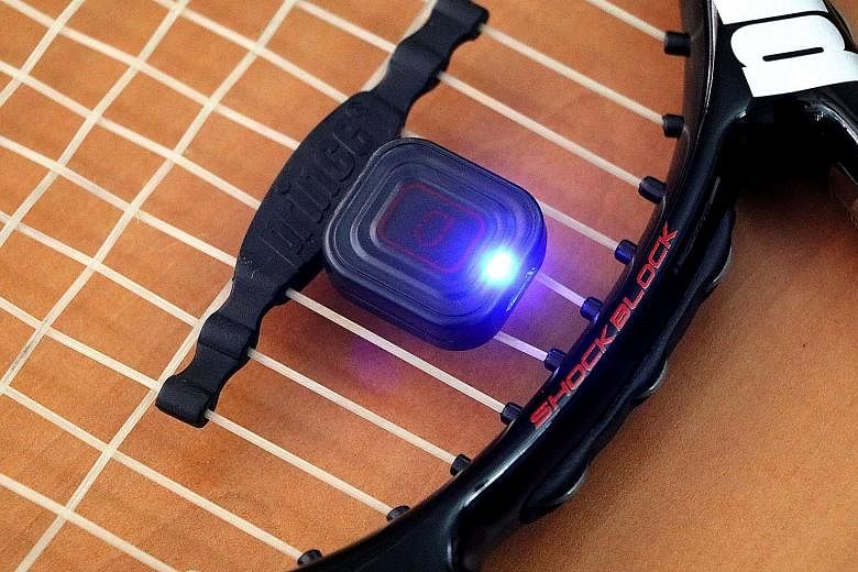 The Qlipp Tennis Sensor works as a dampener to control string vibrations as well.
