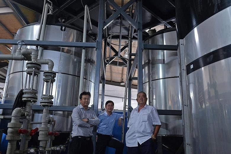 Interion is a family business run by Mr Peh Chee Kiong (right) and his sons Khian Hui (left) and Ryan. The company, which is in the diesel and lubricant business, made the jump from distributor to manufacturer last year by producing AdBlue, a chemica