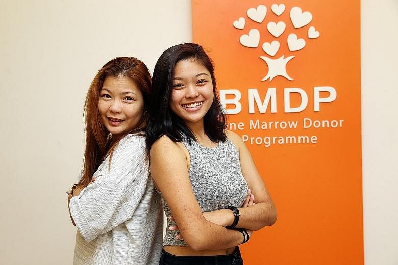 Shermaine with her mum, Madam Lim. The number of donors aged below 25 on the national register has almost doubled, from 2,667 in 2013 to 5,144 last year.
