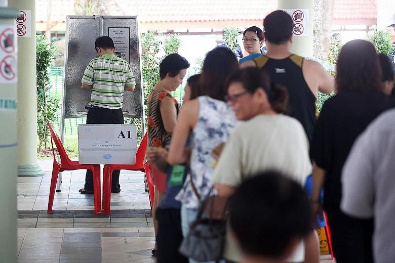 People started queueing early yesterday to vote in the Bukit Batok by-election. At Block 105A, Bukit Batok Central, 10 voters were in line at 7.30am, half an hour before the booths opened. By 7.59am, there were nearly 50 people. Some had their famili