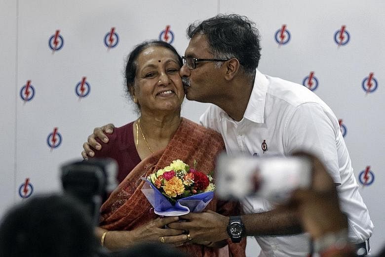 It was a loving kiss for Amma from Ah Mu. After his press conference, Mr Murali presented his mother, Madam Vasanthi Ramadass, 75, with a bouquet of flowers. He also wished all mothers a happy Mother's Day.