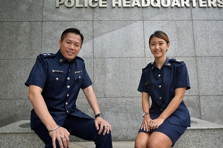Junior officers like Staff Sgt Seow (top) can expect faster progression. DSP Lim (above) joined the force with O levels 26 years ago.