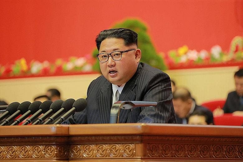 North Korean leader Kim Jong Un speaking during the second day of a rare ruling party congress in Pyongyang last Saturday.