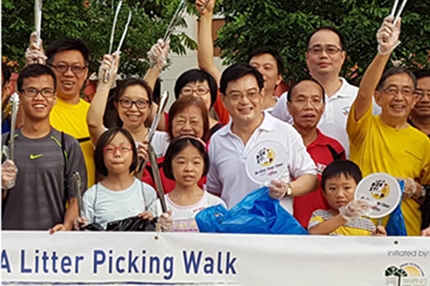 May 2016: Mr Heng, an MP for Tampines GRC, joining residents for "Operation We Clean Up".