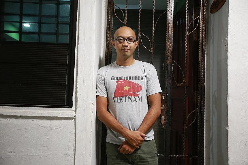 The fire broke out on the 12th floor of Block 117, Bedok North Road (left). Mr Salleh (below), an SCDF staff sergeant who lives next to the affected unit, was alerted by the cries for help from the home owner's daughter.