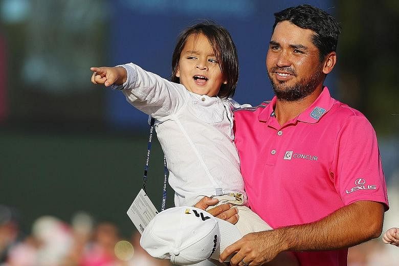 World No. 1 golfer Jason Day's three-year-old son Dash enjoying the attention as much as him after the final round of The Players Championship at TPC Sawgrass. Weekend scores 73 and 71 were enough to give the Australian a four-shot victory after open