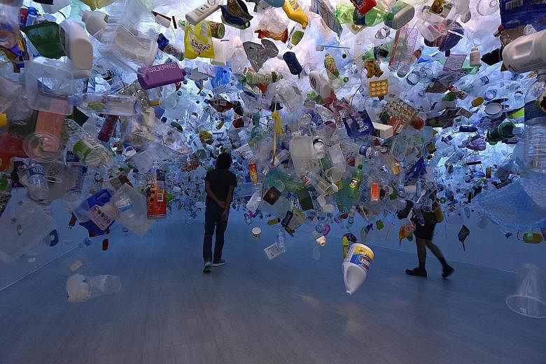 Plastic Ocean by artist-illustrator Tan Zi Xi is made from more than 20,000 pieces of discarded plastic.