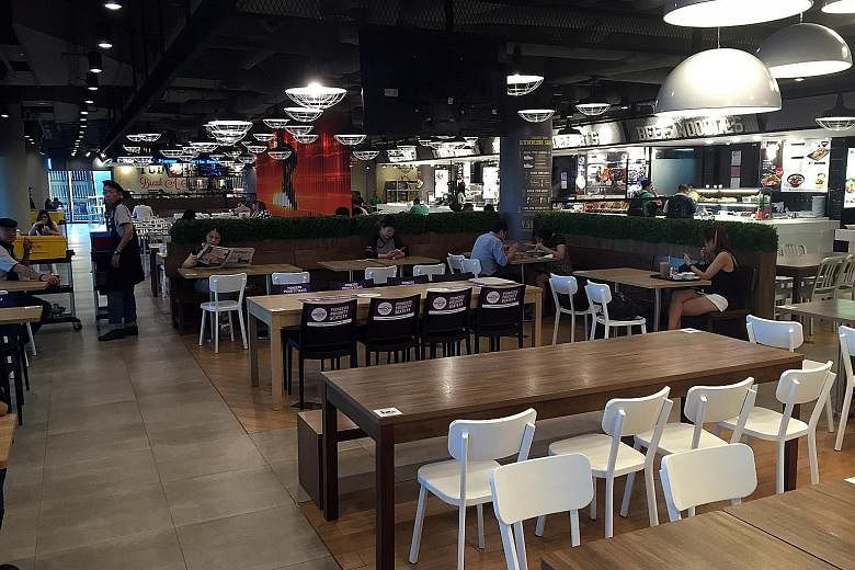 When The Straits Times visited the foodcourt at Kallang Wave Mall, many of the stalls were unoccupied. NTUC Foodfare, which operates the foodcourt, said it will resize to 10 stalls, down from the current 17. This should be done by the third quarter o