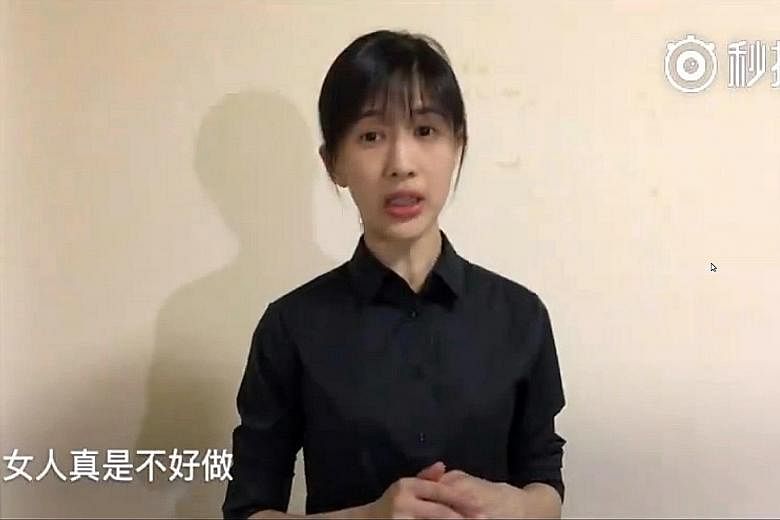 (From top) Ms Xu, who writes about make-up on WeChat and has 120,000 followers; Ms Jiang, who was paid 22 million yuan for an advertisement in one of her popular online comedy videos; and Ms Lu, a bar singer who hosts a livestream programme where she