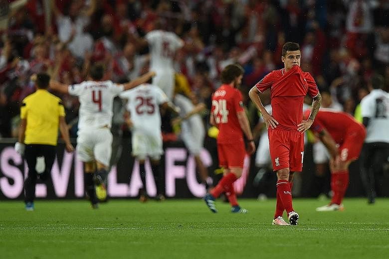 It's simply the pits for Brazilian forward Philippe Coutinho and his Liverpool team-mates after losing the Europa League final 1-3 to Sevilla at St Jakob-Park in Basel.