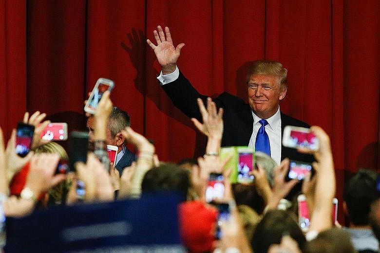 Republican presidential candidate Donald Trump at a fund-raising event in Lawrenceville, New Jersey, on Thursday. Nearly two-thirds of voters say Mr Trump is not honest and trustworthy, according to a new poll.