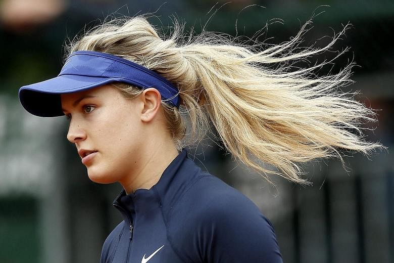 Canada's Eugenie Bouchard, 22, during her 6-2, 6-2 win against Laura Siegemund of Germany at the French Open yesterday. She hopes to recapture her 2014 form.