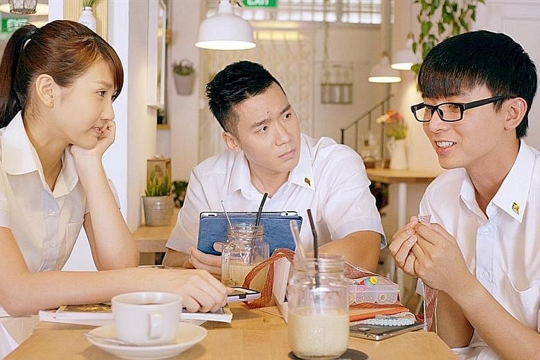 (From left) Joyce Chu, Joshua Tan and Aloysius Pang play students with dreams in Young & Fabulous.