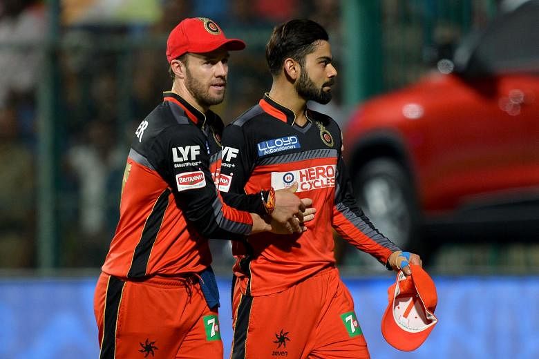 Royal Challengers Bangalore captain Virat Kohli (right) hailed IPL team-mate A.B. de Villiers' 47-ball 79 on Tuesday as "one of the best knocks under pressure I've seen". 