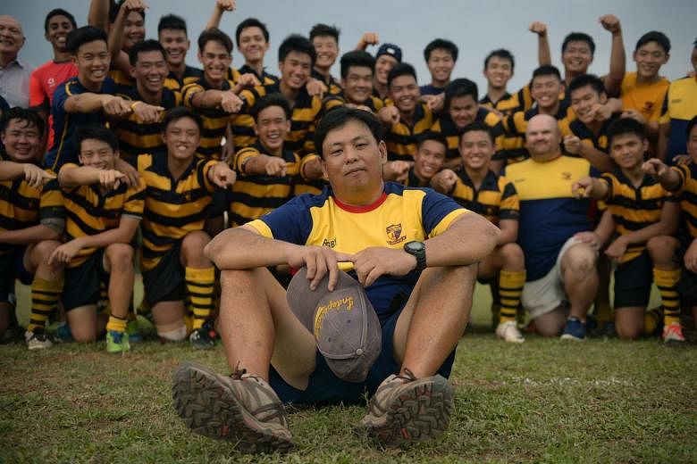 Adrian Chong, 49, has coached rugby for 18 years at ACS(I), winning six A Division, 11 B Division and 14 C Division titles. 
