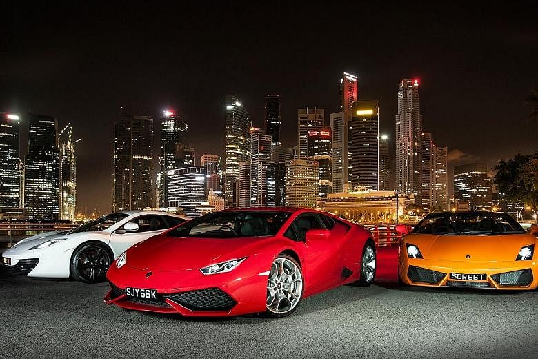 (From far left) The McLaren MP4-12C, Lamborghini Huracan and Lamborghini Gallardo Spyder are some of the cars offered in the members- only sharing scheme.