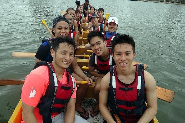 Former national gymnasts, including Olympian Lim Heem Wei (in white cap), will take part in Singapore's Finest Paddle-off at the DBS Marina Regatta today.