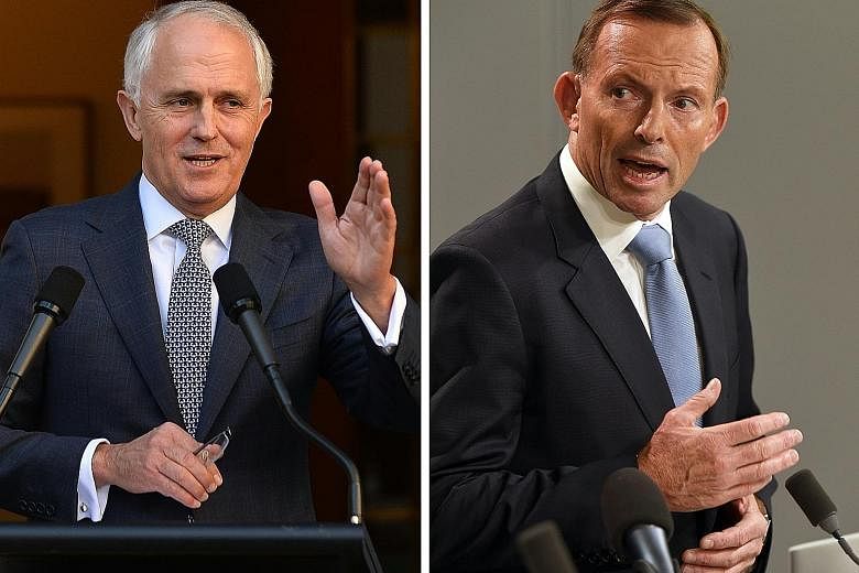 Although the major players in the Australian election are Prime Minister Malcolm Turnbull (top) and Labor leader Bill Shorten (middle), the presence of former prime minister Tony Abbott lurks amid the campaign.