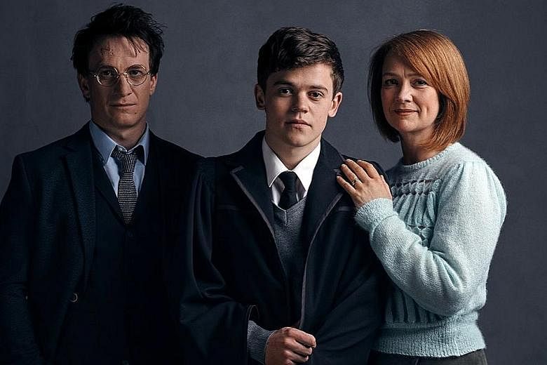 (From far left) Jamie Parker plays the middle-aged Harry Potter and Sam Clemmett and Poppy Miller play his son and wife.