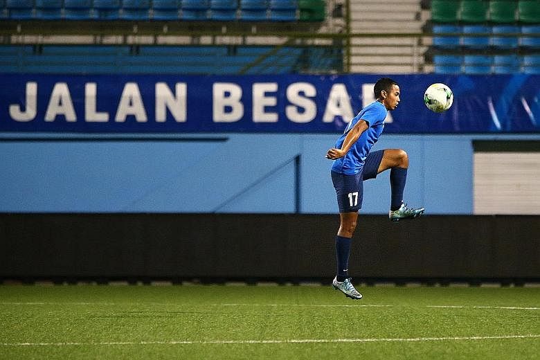 Adam Swandi, who fractured a cheekbone and was out of action for more than a month, returned to action last Sunday in an RHB Singapore Cup match.