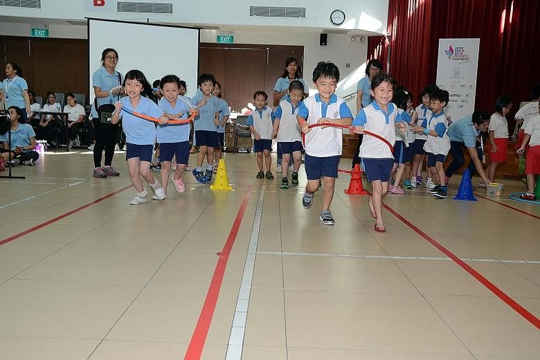 The children taking part in the Thye Hua Kwan Moral Society's sports day event learnt about racial and religious harmony as well as playing physical sports.