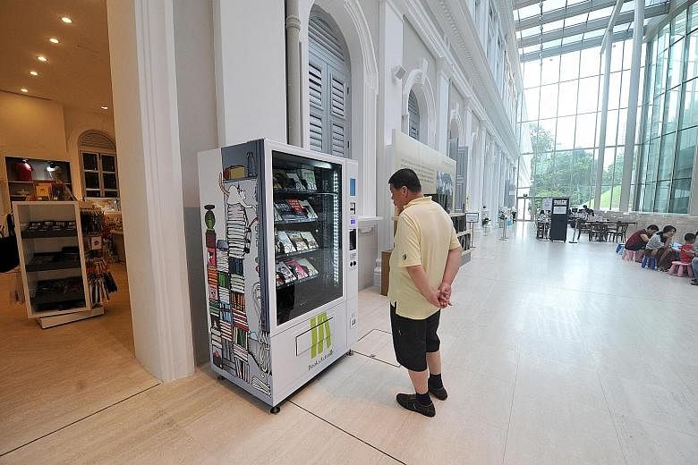 A book vending machine featuring local literature at the National Museum of Singapore, one of two unveiled by bookstore BooksActually yesterday. The other machine is at the Singapore Visitor Centre in Orchard Road, and a third will be installed at Go