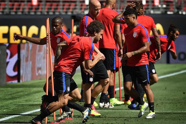 The US football team training on Thursday ahead of their Copa America opener against Colombia at the Levi's Stadium in Santa Clara. The US are in a tough Group A with Colombia, Costa Rica and Paraguay.