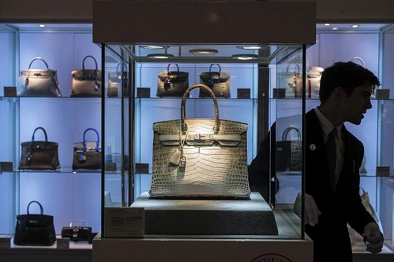 The Hermes Birkin matte Himalayan crocodile handbag which was auctioned for US$300,168 by Christie's Hong Kong.