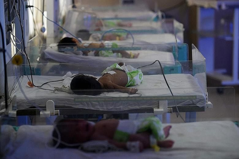 Newborn babies in a maternity ward at a government hospital in Gwalior. Police say they have traced five babies born at the now-shuttered private Palash Hospital and sold illegally to couples in different cities.