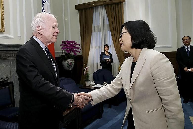 Senator John McCain said the US had faith that President Tsai would keep the status quo of relations with China, even as the island's Defence Minister said Taiwan would not recognise any ADIZ declared by Beijing.
