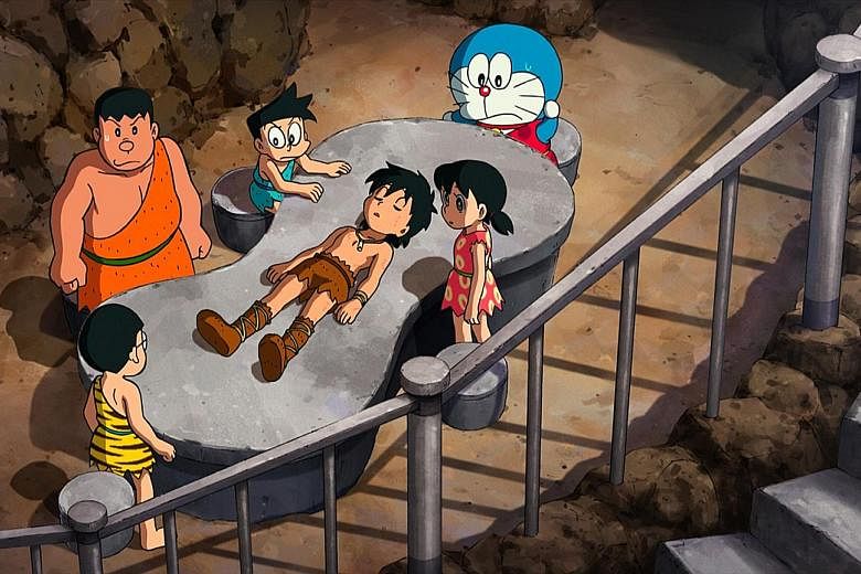 Doraemon, Nobita and his friends meet a prehistoric caveboy in the remake of Nobita And The Birth Of Japan.