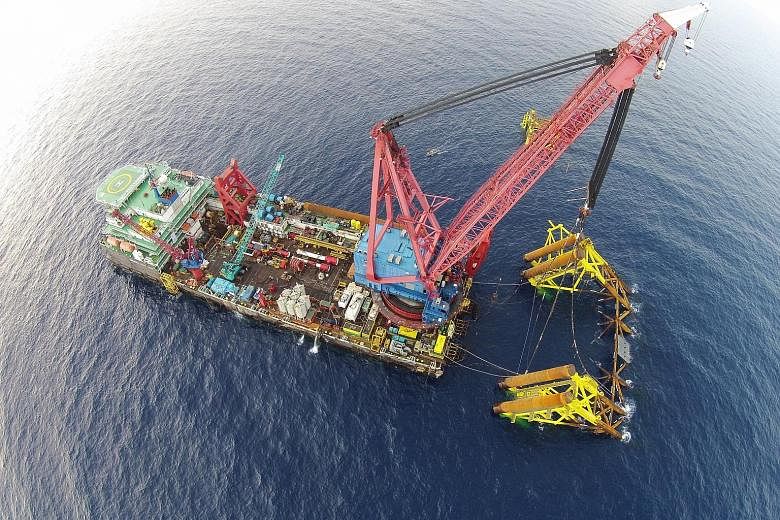 An installation off Sarawak that Swiber completed in September last year. The offshore engineering services provider "remains in a good position to weather the current industry downturn", said Mr Darren Yeo, its deputy group chief executive officer.