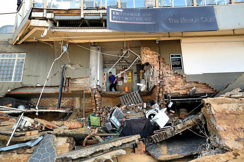 The Beach Club at Collaroy beach in Sydney after it was battered by the powerful storm that has lashed Australia's east coast. The northern suburb of Collaroy has lost up to 50m of the beach. 