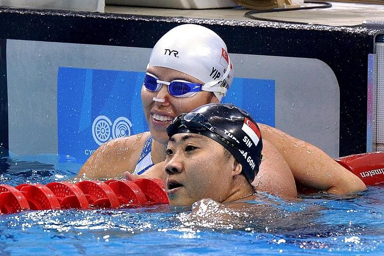 Yip Pin Xiu (left) and Theresa Goh will represent Singapore in swimming and the former will be the Republic's flag-bearer at the Rio Paralympics.
