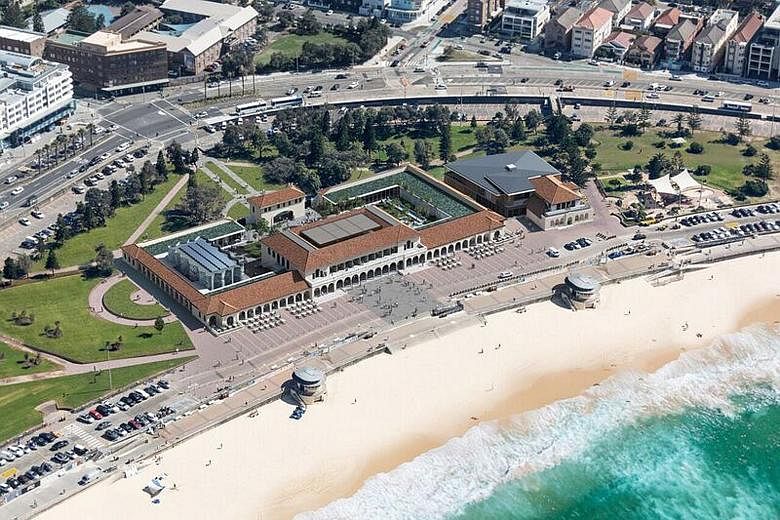 The Bondi Pavilion (left) has been used for Turkish baths, formal balls, an officers' club during World War II and, more recently, yoga classes and film festivals. But a planned revamp (right) includes a proposal to lease space to private operators o