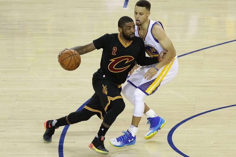 Cleveland Cavaliers point guard Kyrie Irving (left) wants his team to limit the shooting opportunities of his Golden State counterpart and reigning NBA MVP Stephen Curry. The Warriors face the Cavs in Cleveland knowing they are one win away from clinching