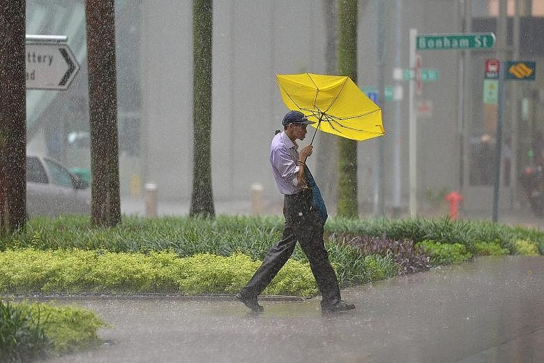 Many parts of Singapore saw heavy rain and sharp gusts of wind yesterday afternoon, including Raffles Place. According to the National Environment Agency (NEA), short-duration thundery showers can be expected in the second half of the month, mostly i