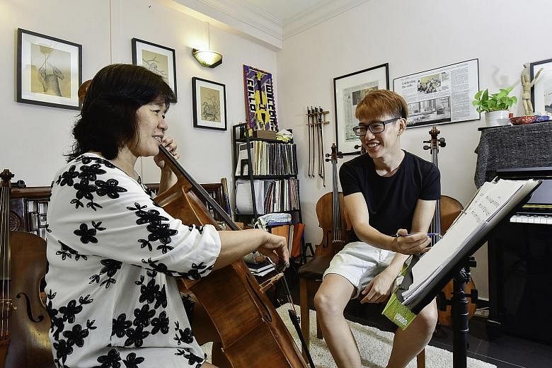 Madam Wong will perform with her son Hughes Chong's amateur cello group on Saturday.