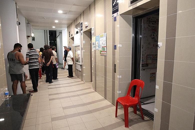 Many residents had to climb the stairs to their homes. Residents were also upset that action was not taken earlier as two lifts had been out of action since that morning. Sunday night's breakdown of all three lifts at an HDB block in Woodlands left f