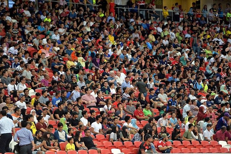 Some of the spectators who watched Tampines beat Selangor 1-0 in May at the National Stadium.