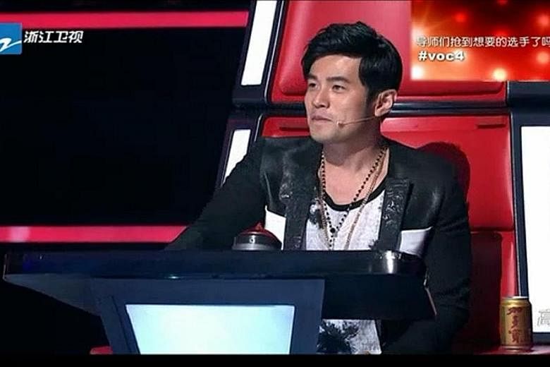 Singer Jay Chou as a judge on The Voice Of China, which is licensed from Dutch producer Talpa Media.