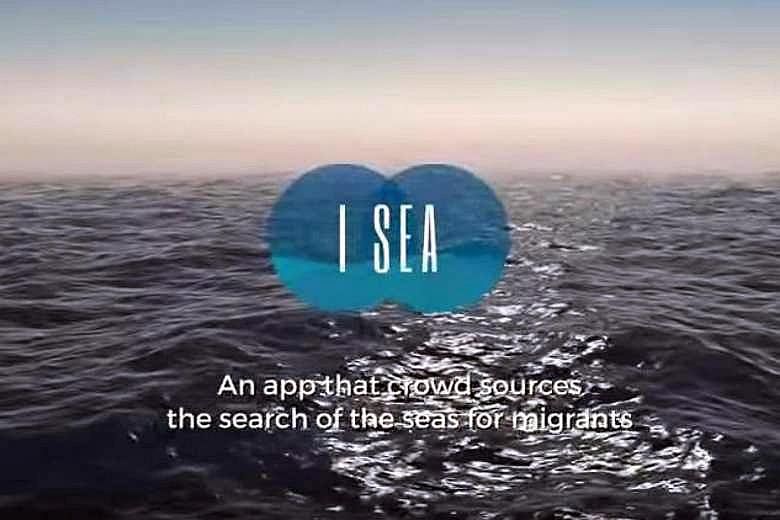 A screengrab from the promotional video for the I SEA app, which claims to be able to locate migrant vessels in the Mediterranean Sea.