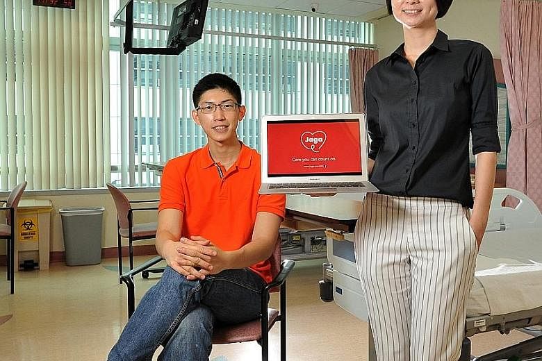 Jaga-Me founders Mr Koo and Ms Kuah, a trained nurse, set up the healthcare platform to give family caregivers access to nursing services for non-emergency medical situations and smoothen the transition from hospital to home.