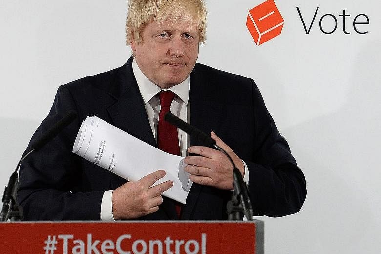 Ex-London mayor Boris Johnson (above) is the favourite to succeed Mr Cameron as PM. The other leading contenders, say bookmakers, are Home Secretary Theresa May and Justice Secretary Michael Gove. Mr Cameron expressed no regret for calling the refere