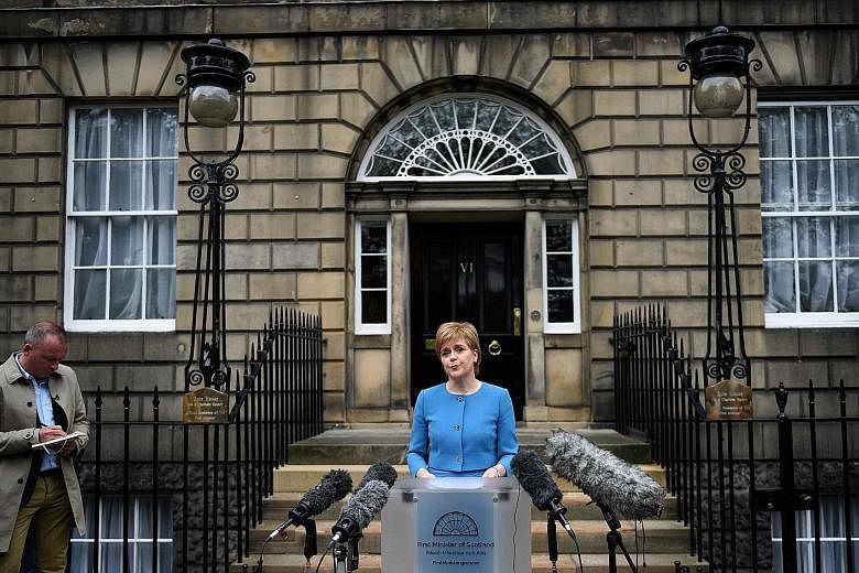 Scotland's First Minister Nicola Sturgeon addressing the media after an emergency Cabinet meeting at Bute House in Edinburgh, last Saturday. The nation of five million voted to stay in the EU by 62 per cent to 38 per cent, putting it at odds with the
