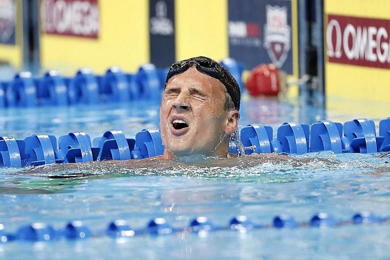 Olympic 400m individual medley champion Ryan Lochte feeling the strain after finishing third in the US trials in Omaha, to miss out on defending his title in Rio in August. He is the second fastest in history in the event after Michael Phelps.