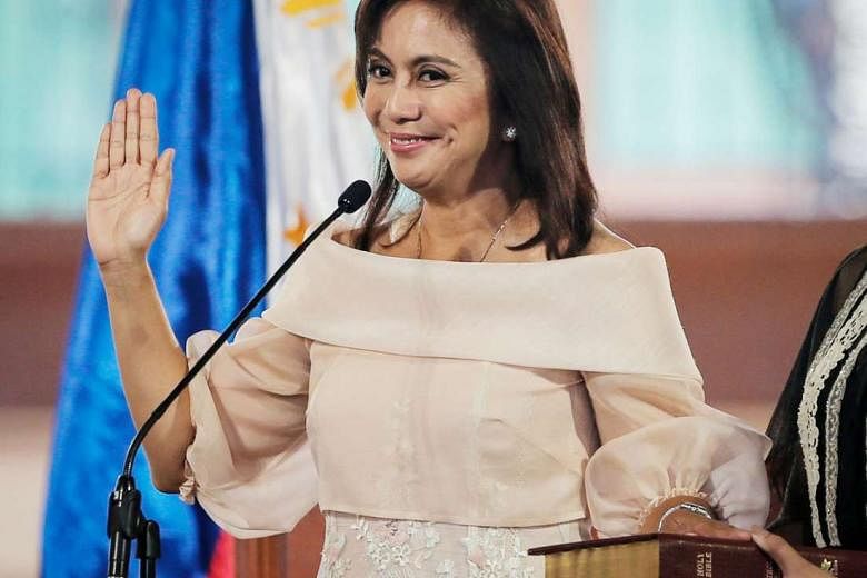 The Philippines' high gender parity ranking follows a surge in "women in authority", including Ms Robredo (above) who was elected Vice-President and sworn into office on Thursday. 