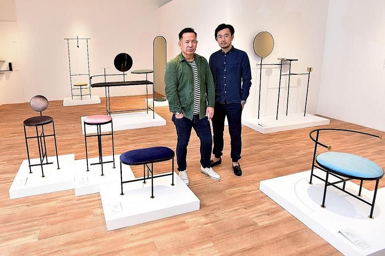Designer Nathan Yong (left, with his Grafunkt co-founder Jefery Kurniadidjaja) with his capsule furniture collection Constellation.