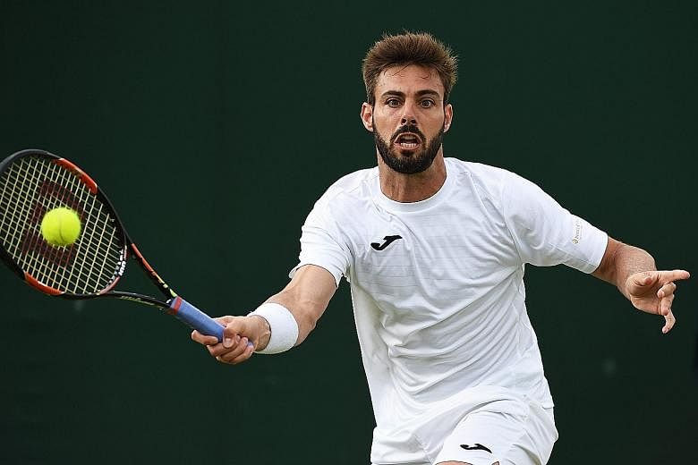 Marcel Granollers (left) and Pablo Cuevas could be fined for staging a sit-down protest in their doubles match after the umpire denied their request for a toilet break.