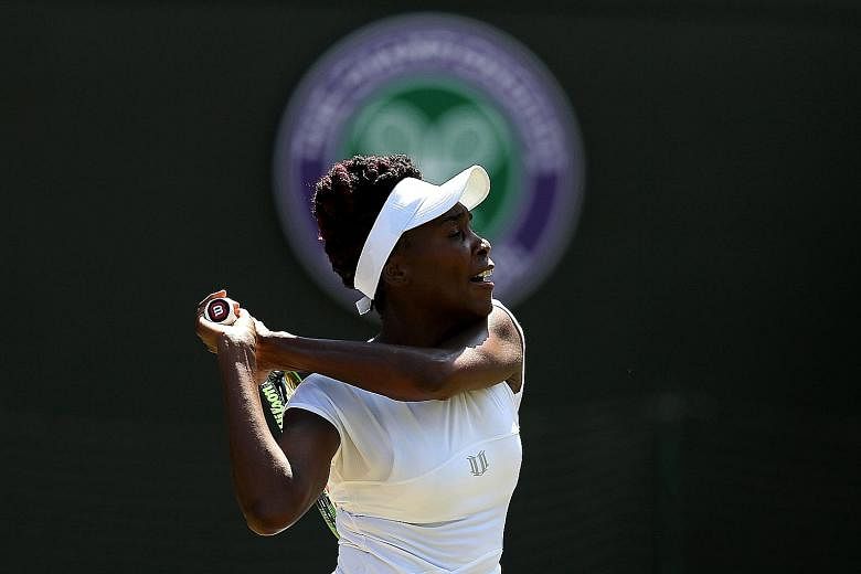 Venus Williams in action during her 7-6 (7-5), 6-2 quarter-final win yesterday against Yaroslava Shvedova. Venus will face Angelique Kerber, while defending champion Serena Williams will take on first-time semi-finalist Elena Vesnina, who defeated Do